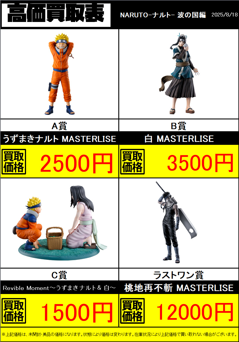 新作買取情報】 新作一番くじ ナルト、ブリーチ、ハイキューの3種作り