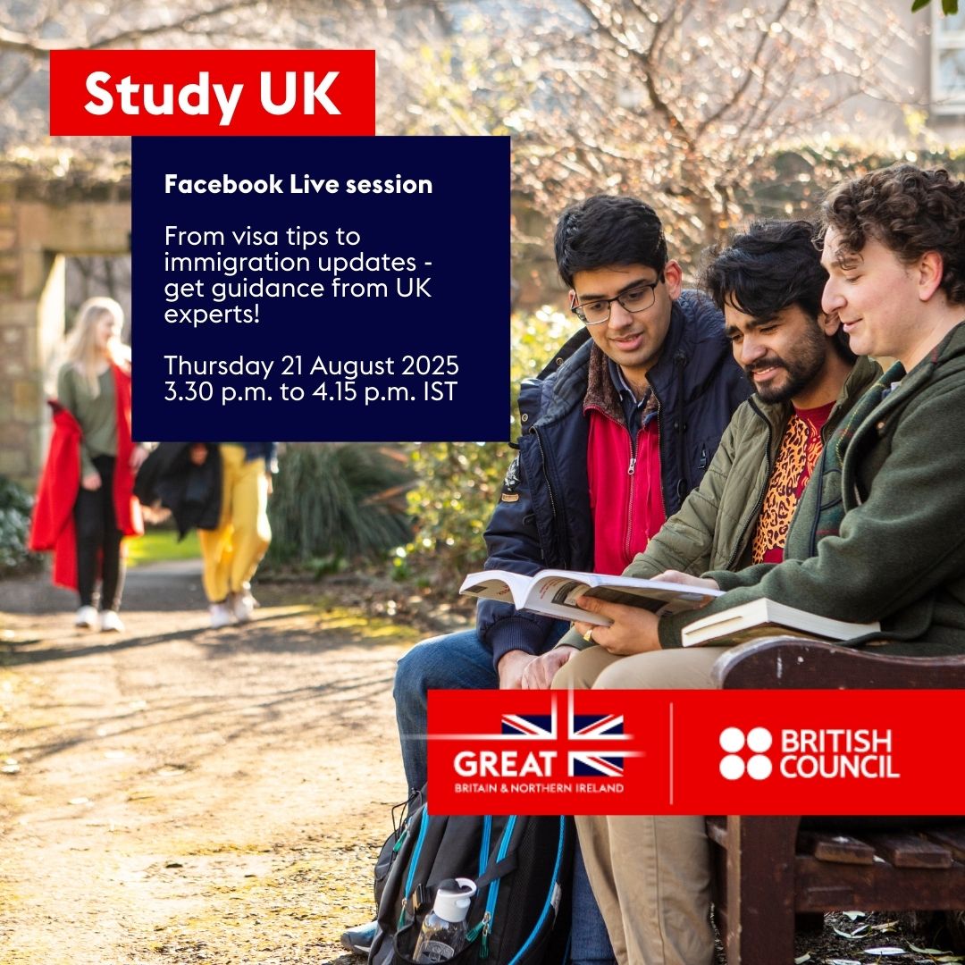 Get set for the UK study plans this year with our visa essentials!

 Join our Facebook Live on Thursday, 21 August, 3:30 p.m. IST with UKVI experts and the British Council to get the latest on visas, timelines, and top tips for a smooth journey.

#StudyUK #UKVI #UKVisa