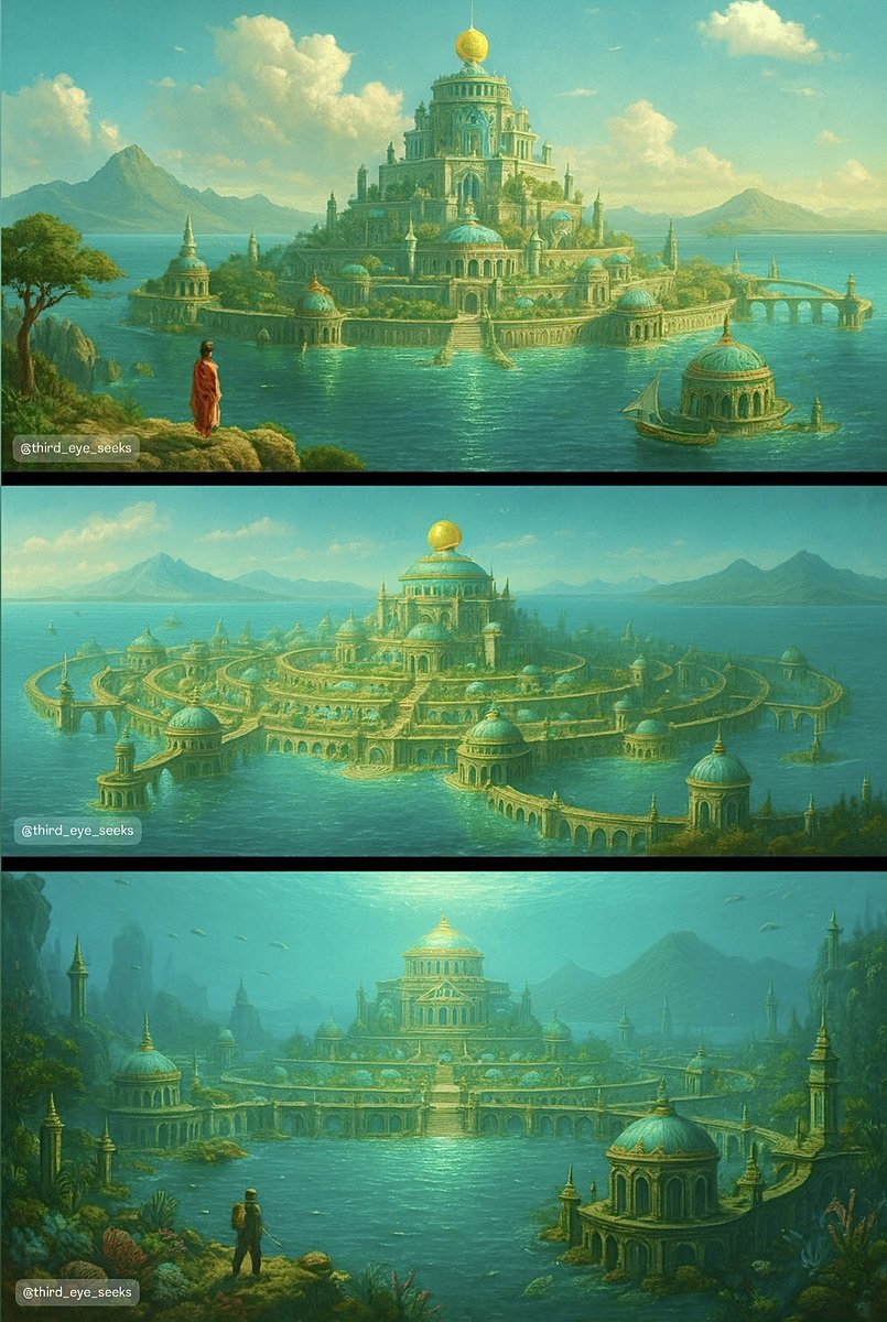 👀💭 In #Timaeus &amp; #Critias, #Plato recounts #Solon’s visit to Egypt, where priests spoke of a mighty civilization beyond the Pillars of Heracles. Some scholars suggest the “island” described was a poetic allusion, not to a distant ocean, but to #ancient #Egypt itself.  #Atlantis