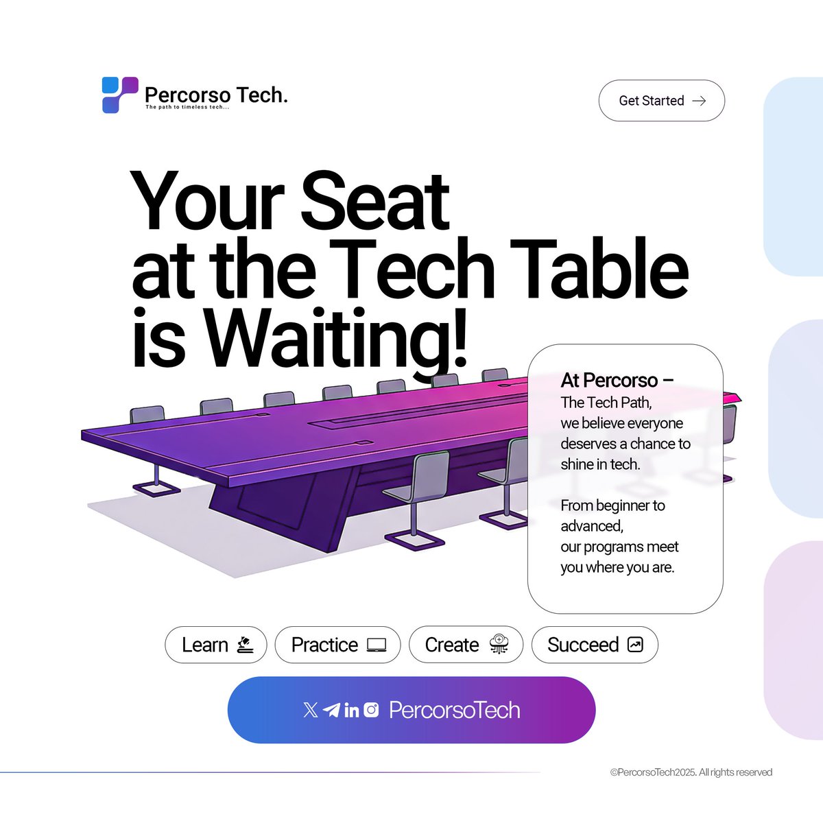 Not everyone gets invited to the tech table.... 
At Percorso, we are making sure you do💫

#PercorsoTech