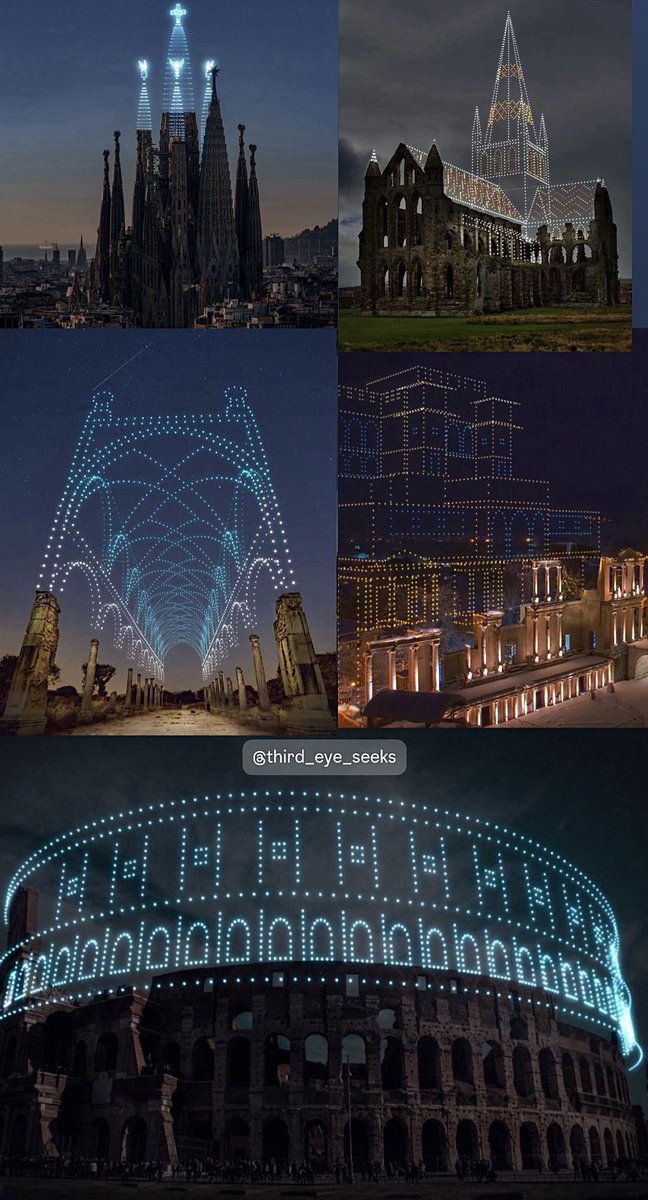 👀💭 A breathtaking blend of innovation &amp; nostalgia. Cyber Drones is bringing lost #megaliths #history back to life, literally in the sky. Using hundreds of illuminated drones, they digitally “rebuild” damaged icons like the #Colosseum, guided by 3D scans &amp; #architectural data.