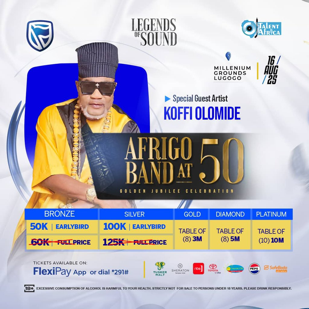 Ssebaggala Andrew Lwanga Jedidiah (@ssebaggalandrew) on Twitter photo TODAY,
We celebrate the mighty legendary <a href="/TheAfrigo/">The Afrigo Band official</a> band at 50! I am a big fan of Afrigo and it’s music. I have grown up to their music and can sing almost all their songs.
I cherish their leadership and quality at work.
CONGRATULATIONS AFRIGO!
You have shown us the way! TODAY,
We celebrate the mighty legendary <a href="/TheAfrigo/">The Afrigo Band official</a> band at 50! I am a big fan of Afrigo and it’s music. I have grown up to their music and can sing almost all their songs.
I cherish their leadership and quality at work.
CONGRATULATIONS AFRIGO!
You have shown us the way!
