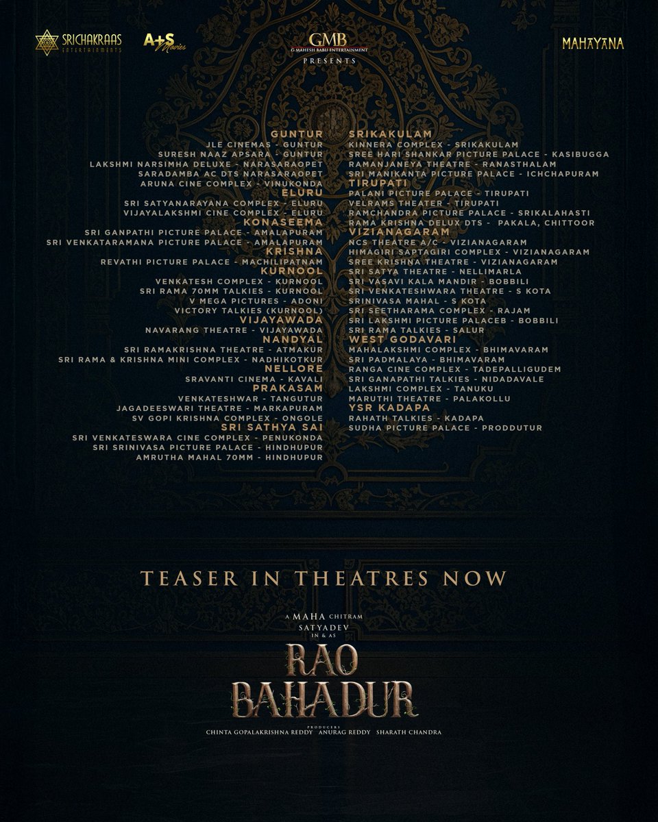 brahmi_fan's tweet image. Satyadev's Rao Bahadur teaser now screening in selected theatres across telugu states... 

#Satyadev #RaoBahadur