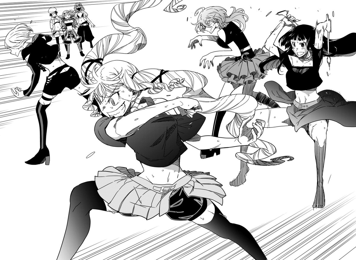 #実は楽器の下まで描いてますシリーズ

#ロックレディ 原作6巻より、ロックレディ全力全開の演奏シーンです!!!
見開きで描いたので迫力抜群!その結果キャラの身体もガンガン消えてます!!!大笑

#ロックは淑女の嗜みでして
#お盆休み
#8巻8月29日発売です 