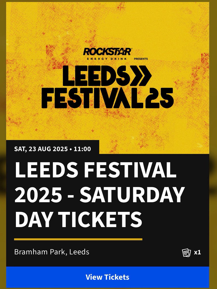 We have a spare day ticket to Leeds Festival for Saturday 23d August. It’s available through the official Ticketmaster channel:

secure.ticketmaster.co.uk/rs/35006155E58…