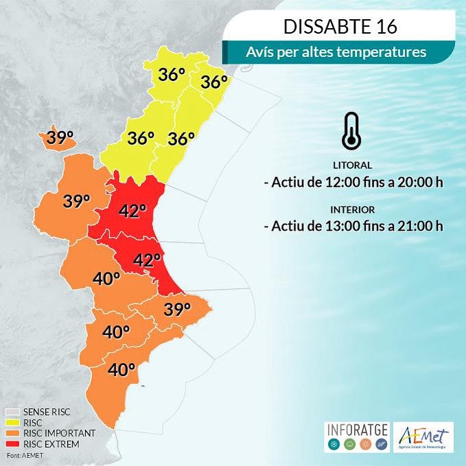 🔴 ATENCIÓN 🔴 
⚠️ Alerta ROJA altas temperaturas
