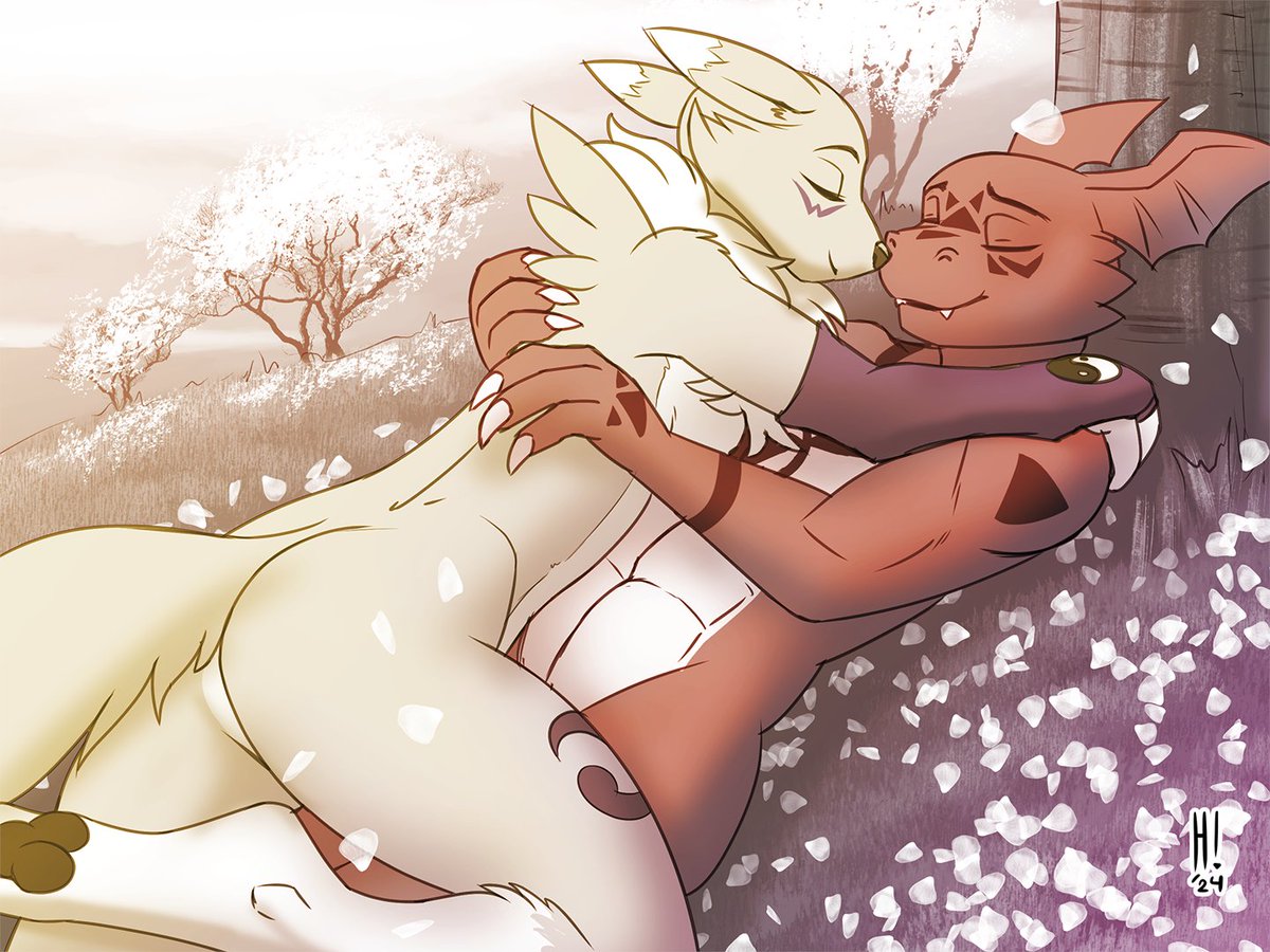 A comforting doodle of Renamon and Guilmon toghether. Obviously a sketch suggestion from a February sketch poll, of course, but any month of the year is a fine time for love. Thank you to my patrons who participated in the poll!