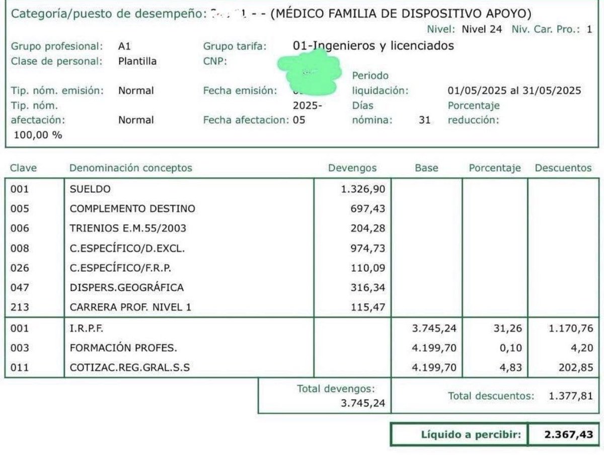 Mucho se habla de que los emprendedores / empresarios y talentos digitales se van de España. Lo que no entiendo es que los médicos sigan en este país donde no se les cuida. No se pierdan las nóminas de 2350€ mensuales después de estudiar 10 años y curar personas. ✋ Vergüenza