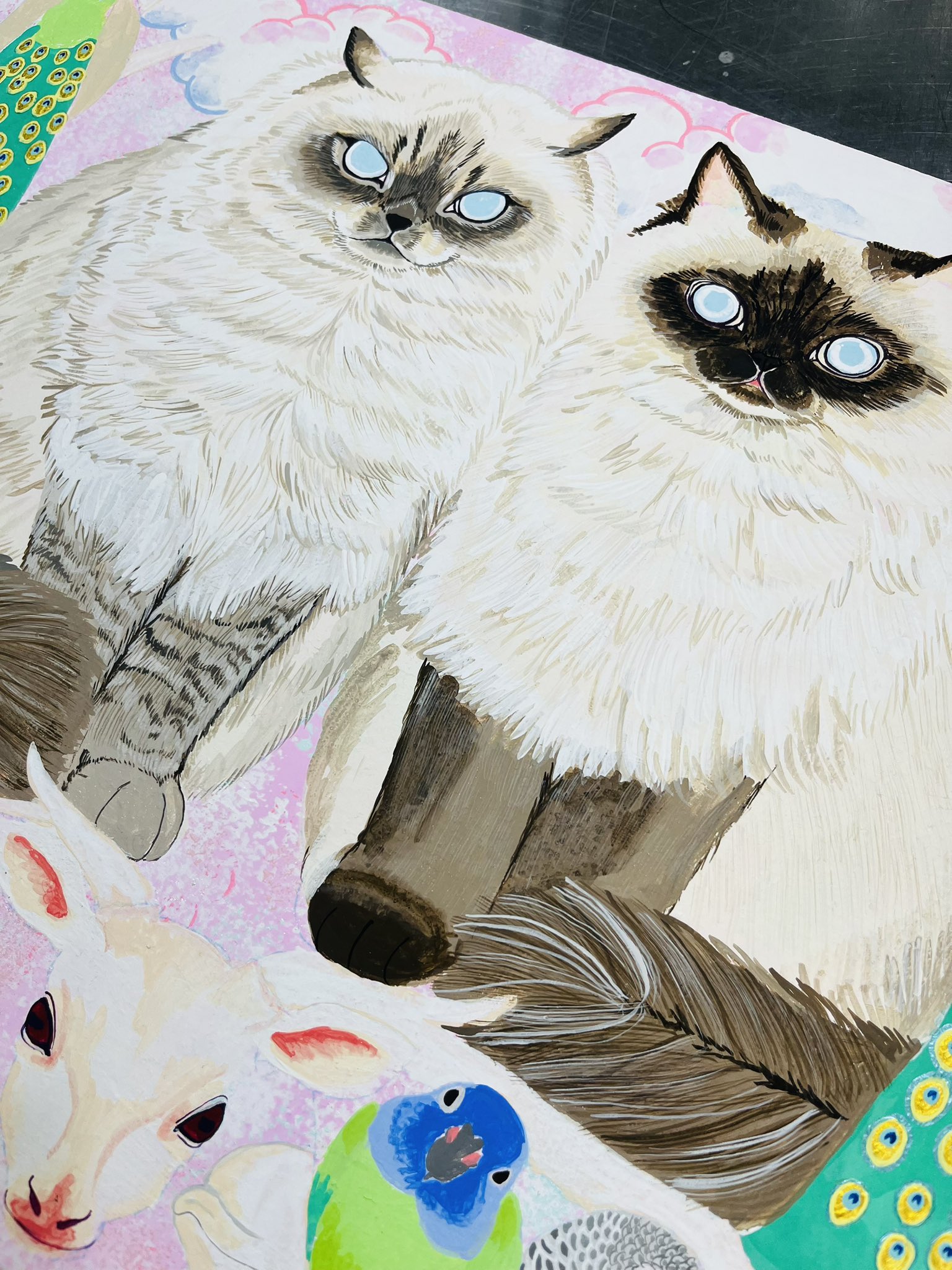 金田花季　原画　「どうしても鳥に好かれちゃうねこ」 金田花季 原画 「どうしても鳥に好かれちゃうねこ」 - メルカリ