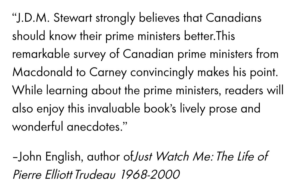 jdmstewart1's tweet photo. A leaked blurb on my new book on prime ministers from @sutherlandbooks. It's one of @chaptersindigo "most anticipated books of the fall." https://t.co/ZV5nvhlOgO