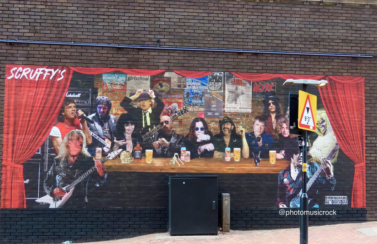 Rock Bar mural, outside Scruffy Murphy's in Birmingham, featuring AC/DC, Mick Jagger, Ozzy Osbourne, Robert Plant and more!