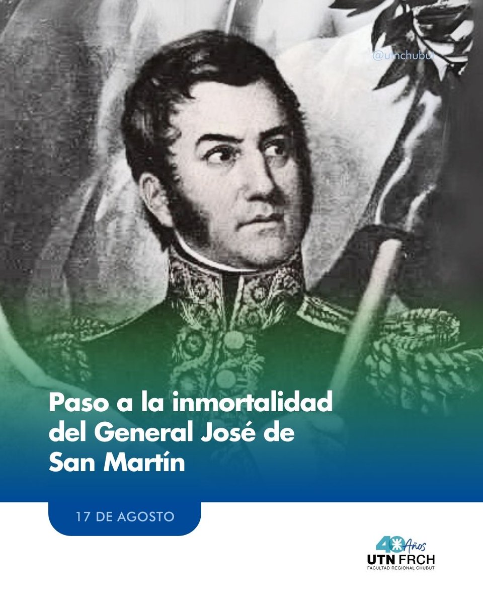 Hoy recordamos al Padre de la Patria, el General José de San Martín, quien dedicó su vida a la libertad de los pueblos de América del Sur. Su legado sigue vivo en cada gesto de compromiso, unidad y trabajo por una sociedad más justa.

#SanMartín #17DeAgosto #PadreDeLaPatria
