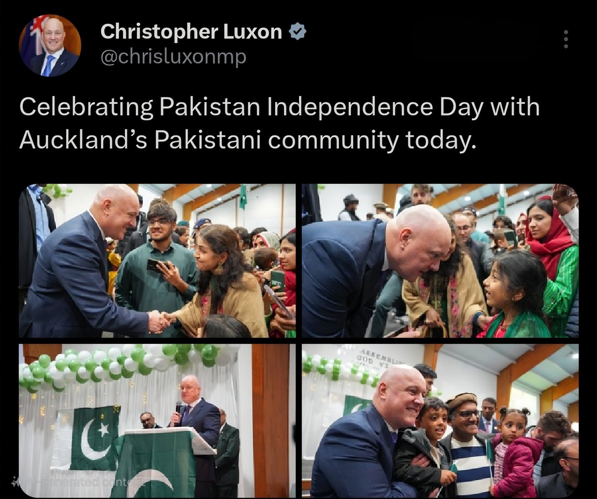 The Prime Minister of New Zealand <a href="/chrisluxonmp/">Christopher Luxon</a> spent his day with Auckland's Pakistani community during Independence Day celebrations. 
🇵🇰