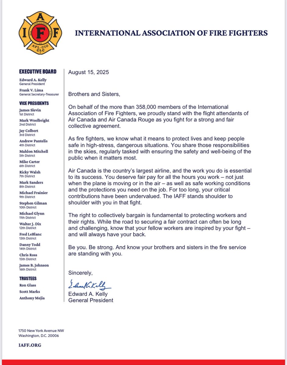 IAFF Canada Fire Fighters - Pompiers AIP Canada (@iaffcanada) on Twitter photo The IAFF stands with <a href="/AirCanada/">Air Canada</a> flight attendants in their fight for a strong and fair contract. The IAFF stands with <a href="/AirCanada/">Air Canada</a> flight attendants in their fight for a strong and fair contract.