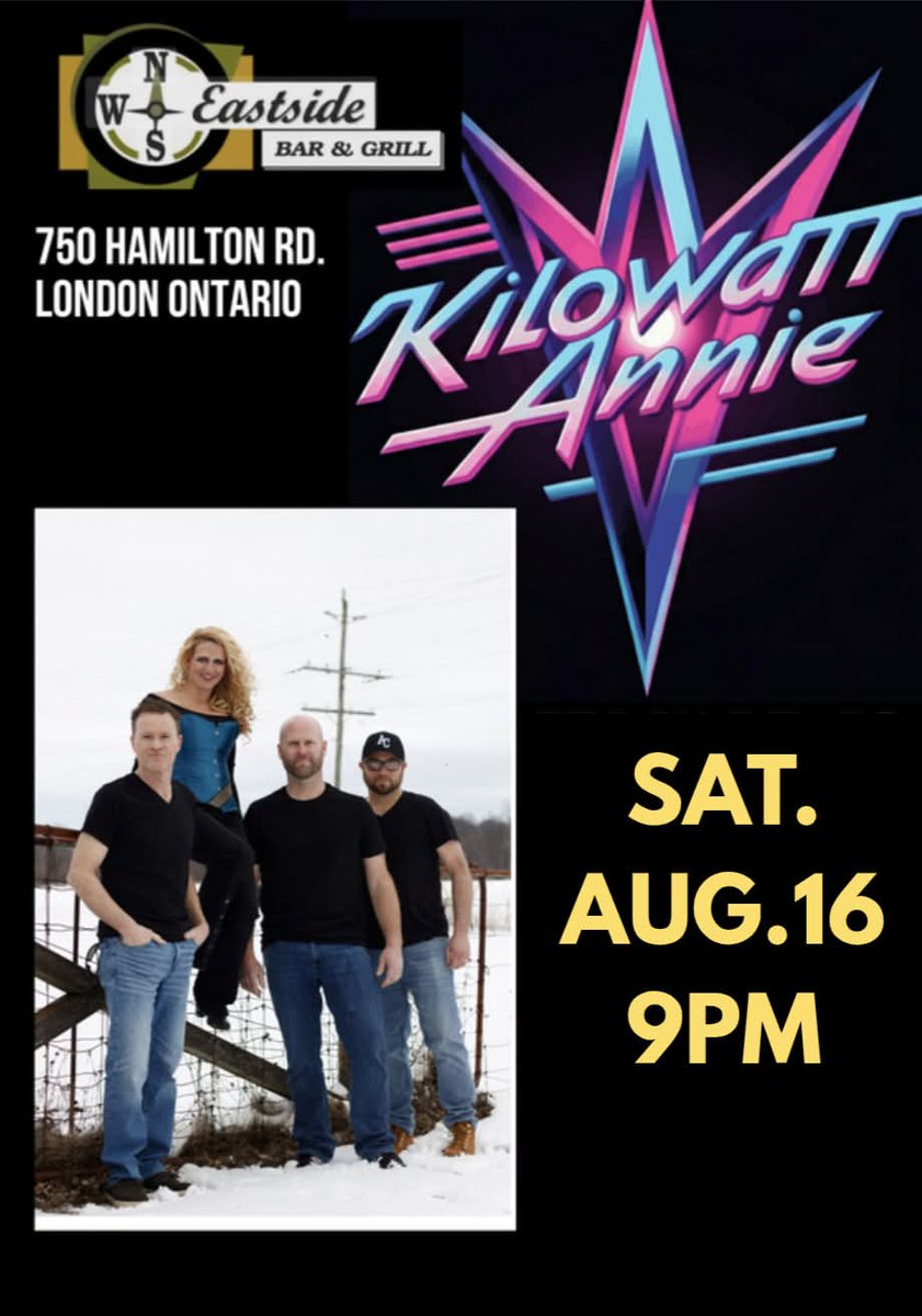 TONIGHT!!
Get ready to get your good time on with 
KILOWATT ANNIE!
Guaranteed to keep you dancing all night long to the 80s, 90s and more! 9pm Start. Cover $5. #livemusic #lndont #80's #90's #HitSongs