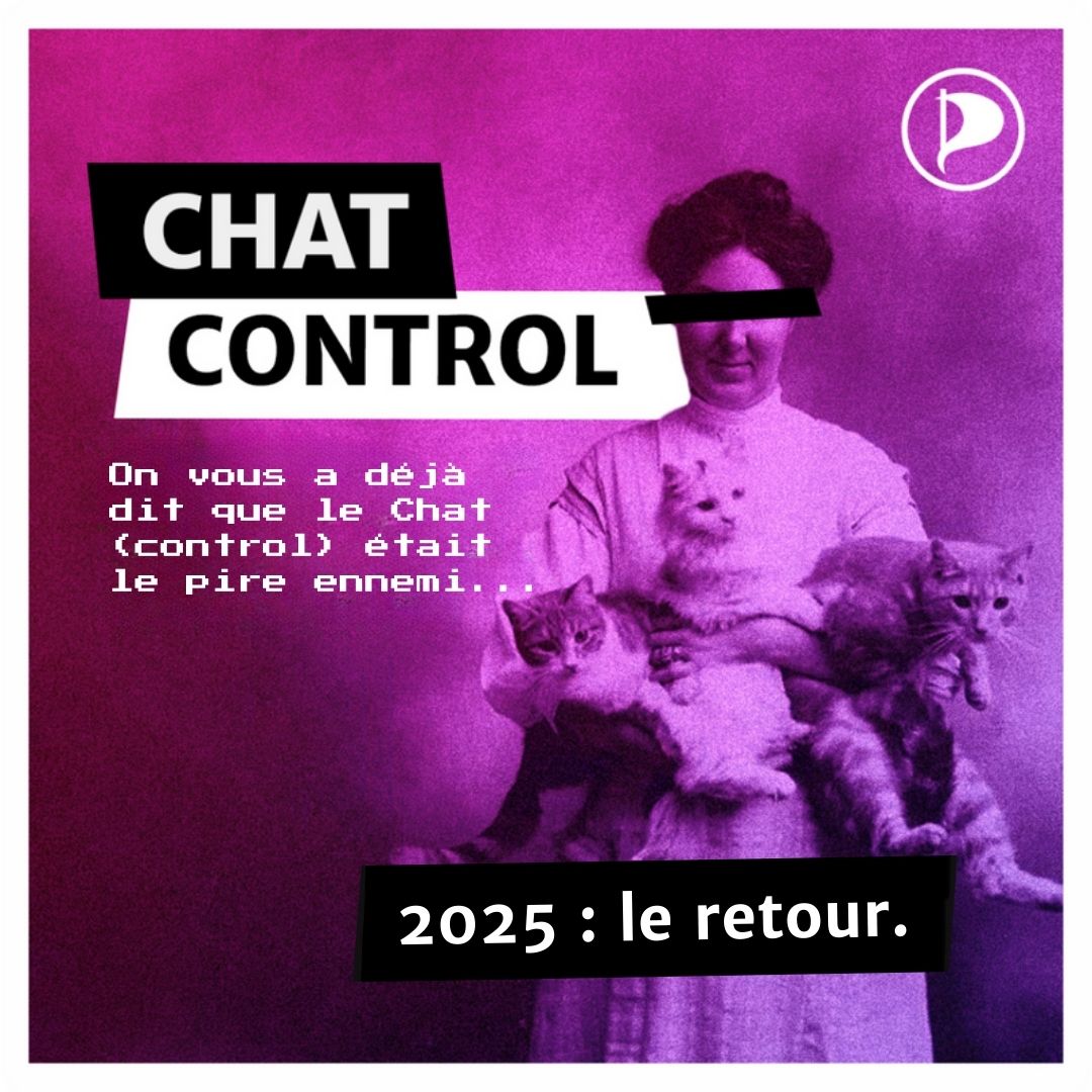 [Blog Pirate]📢 Le retour de Chat Control sur tous vos écrans d'ici à fin 2025... 

Le Parti Pirate Français n'en démordra pas : il faut que nos parlementaires européens votent contre ce texte. 
Voici pourquoi : vist.ly/43k3c