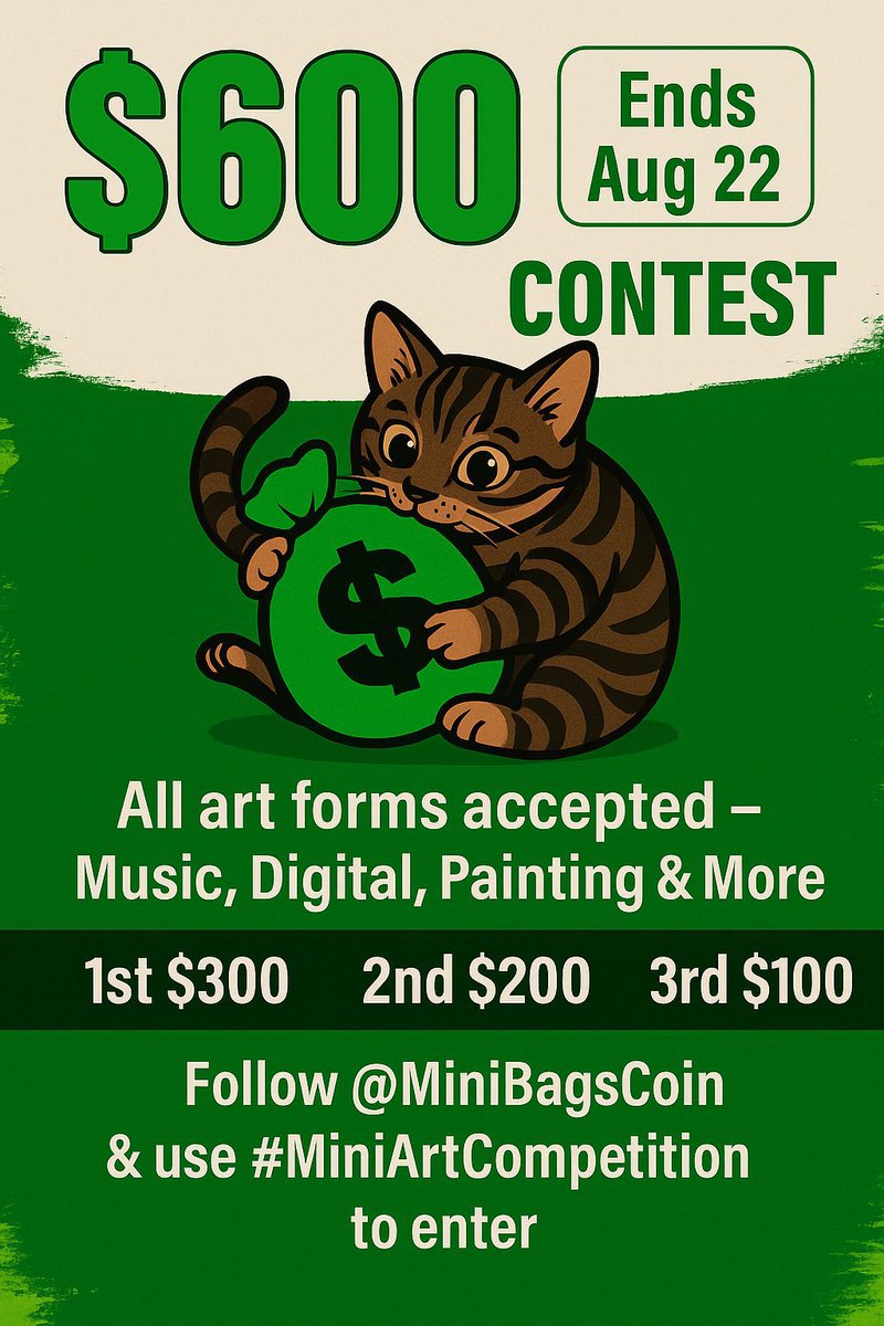 📢 Official Announcement: 

The <a href="/MiniBagsCoin/">Minibags</a> is pleased to announce that the Art Contest has officially commenced.

All participants are now invited to submit their creative entries for consideration.

🔹 Contest Guidelines:

➢ Open to all forms of art (visual, digital,