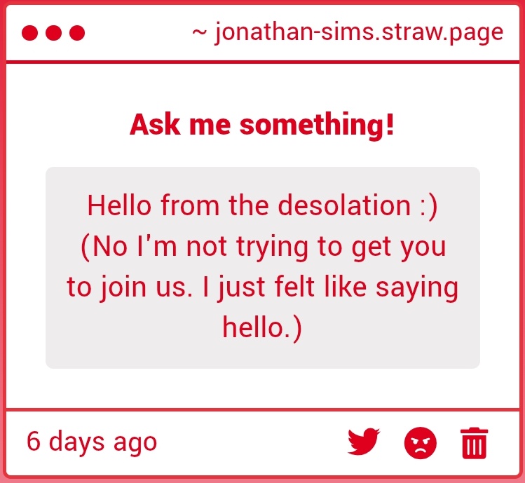 JonathanSims_'s tweet image. Hello?