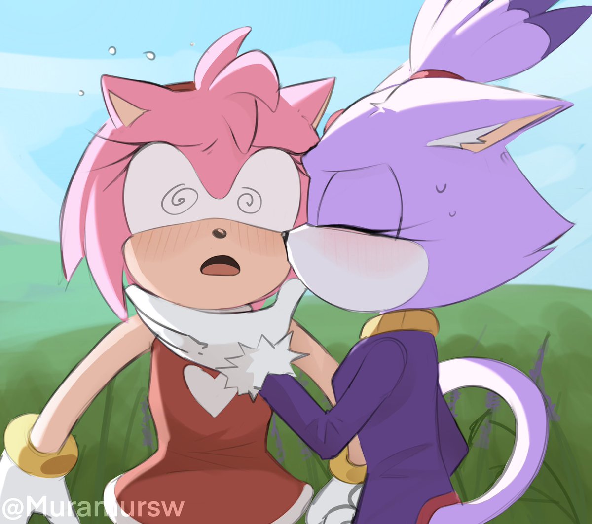 Muramursw's tweet photo. fluffy puffy #blazamy #amyrose #blazethecat #sonic #SonicTheHedgehog https://t.co/3q1inozY8m