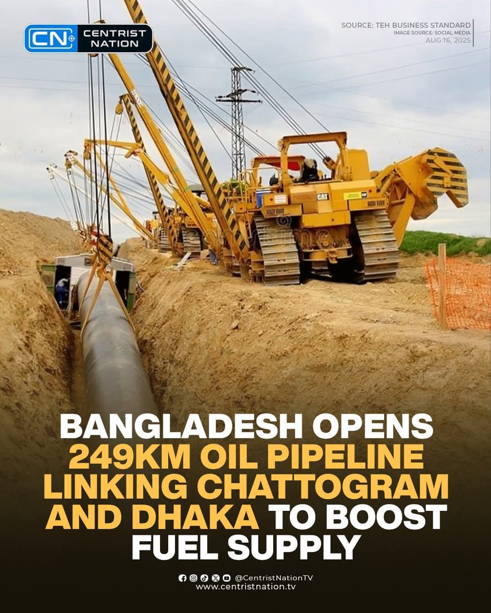 centristnattv's tweet image. Energy Adviser Muhammad Fouzul Kabir Khan inaugurated the Tk3,653 crore Chattogram-Godnail pipeline, expected to cut delivery times by 75%, reduce transport costs, curb oil theft, and save Tk226 crore annually in the country’s fuel supply system

#Bangladesh #chattogram #dhaka