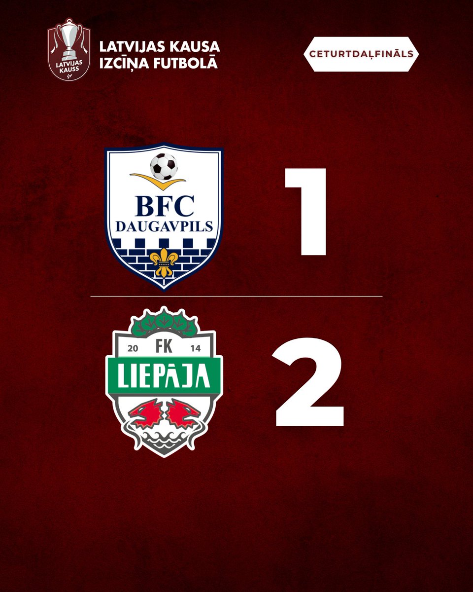 🇱🇻🏆 <a href="/LiepajaFK/">FK Liepāja</a> trešo gadu pēc kārtas sasniedz Latvijas kausa pusfinālu.

#LatvijasKauss