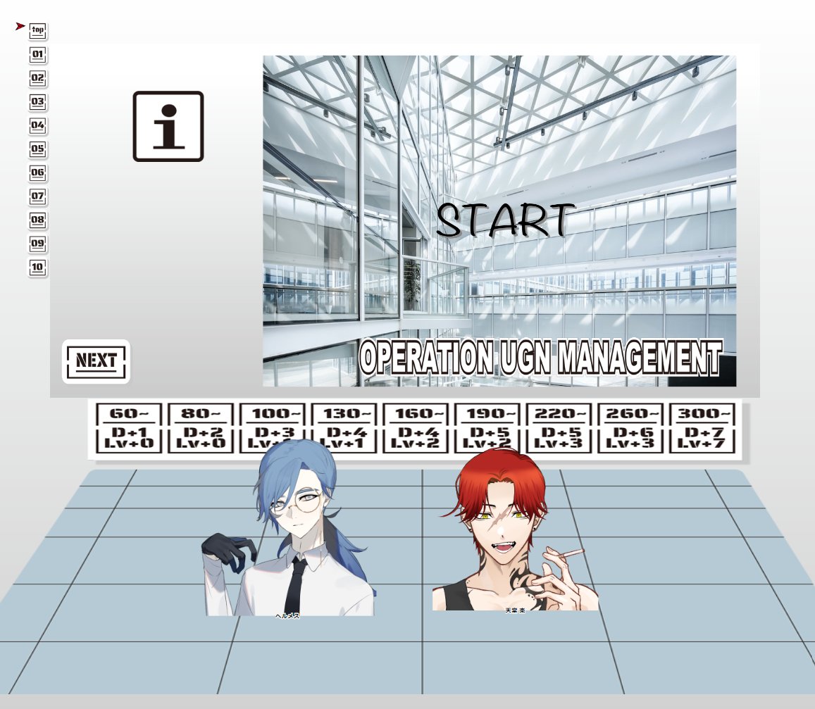 シナリオ名【 operation UGN management 】
PC1:ヘルメス (冥王の槍(バイデント) 　PL：くれ
PC2：天堂 楽 (冥界の番犬(ケルベロス) 　PL：ぶぶ 
「俺今回の報告書めっちゃ自信あるから」
→フレーバーのダイス　1dxで2なのでお察し