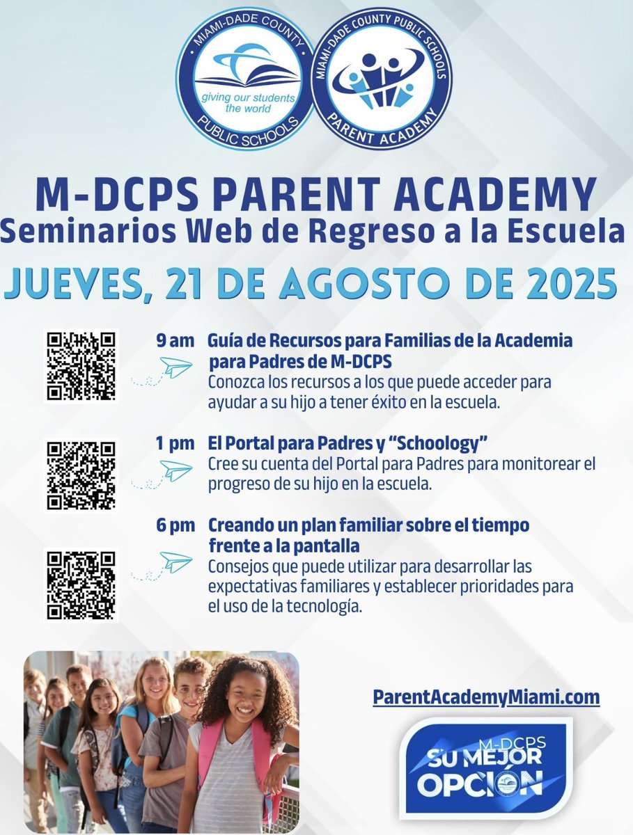 Join the M-DCPS Parent Academy for our Back-to-School Webinars on Tuesday, August 19, 2025! Stay connected, informed, and ready for a successful school year MDCPS <a href="/SuptDotres/">Jose L. Dotres, Ed.D.</a> <a href="/RobertoAlonsoFL/">RobertoJAlonso</a> <a href="/BGECPTSA/">BGEC PTSA</a> #SHOWUPMDCPS #YourBestChoiceMDCPS
