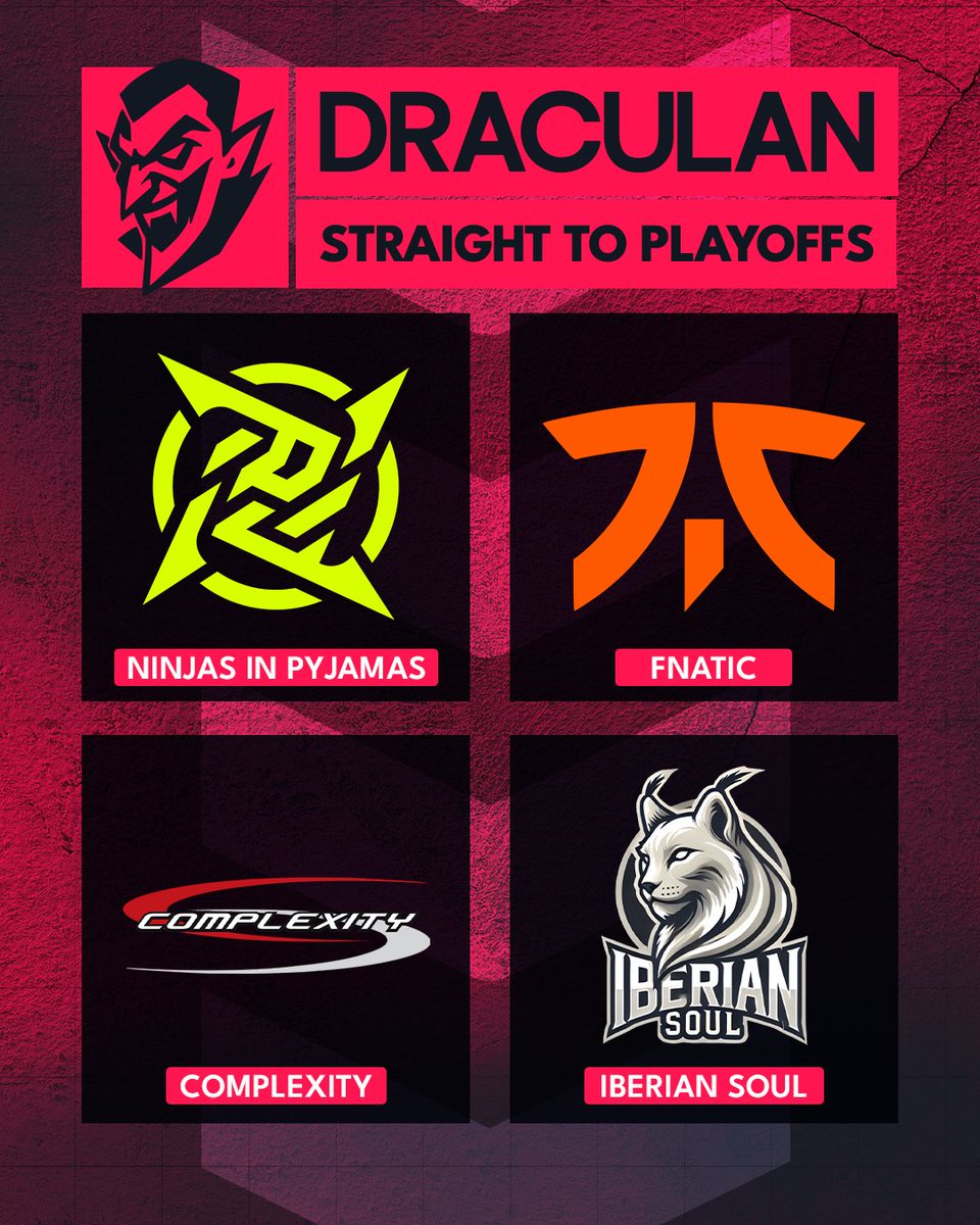 These are the groups and teams that advance directly to the DraculaN playoffs. See you on August 29th! 😈