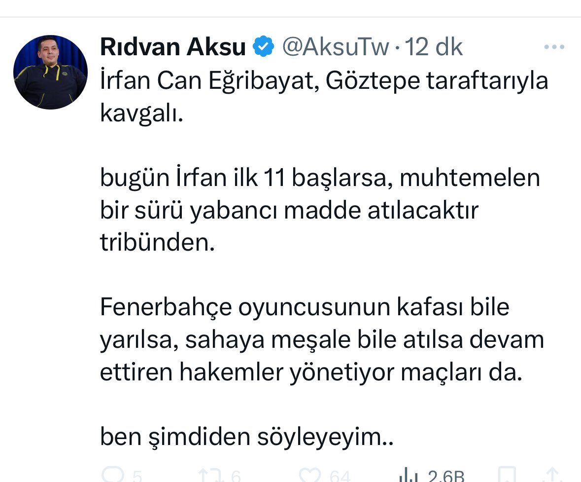 Rıdvan Aksu, Fenerbahçe’nin en kaale alınmayan, en silik, en boş, en ciddiyetsiz, en etkisiz, en takip edilmeyen, en saçmalayarak ilgi toplamaya çalışan en tipsiz bi şeyi ama neyi bilemedim. 
Göztepe Yalı İzmir