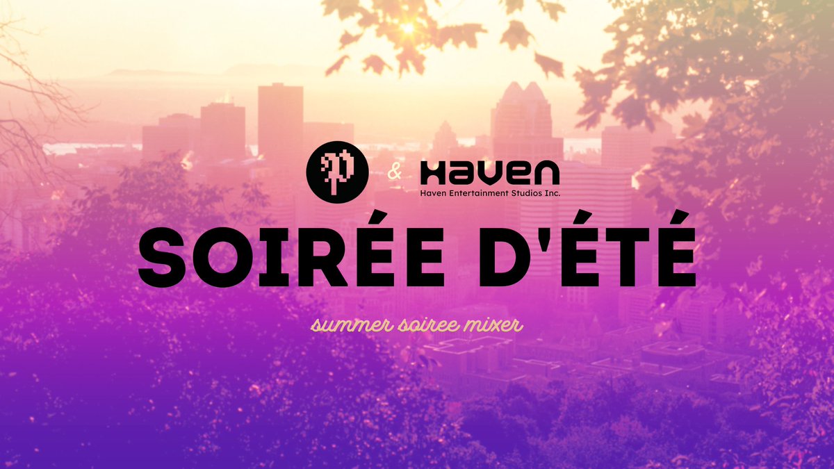 Pixelles (@pixellesmtl) on Twitter photo You're invited to our Summer Soirée! Happening this Wednesday (Aug 20th) outdoors on <a href="/HavenStudiosInc/">Haven Studios</a>'s rooftop terrace!
🍩 food bites
🍹 non-alcoholic drinks
♿wheelchair/stroller accessible
🌿 lactation/wellness room
RSVP: events.humanitix.com/pixelles-soire… You're invited to our Summer Soirée! Happening this Wednesday (Aug 20th) outdoors on <a href="/HavenStudiosInc/">Haven Studios</a>'s rooftop terrace!
🍩 food bites
🍹 non-alcoholic drinks
♿wheelchair/stroller accessible
🌿 lactation/wellness room
RSVP: events.humanitix.com/pixelles-soire…