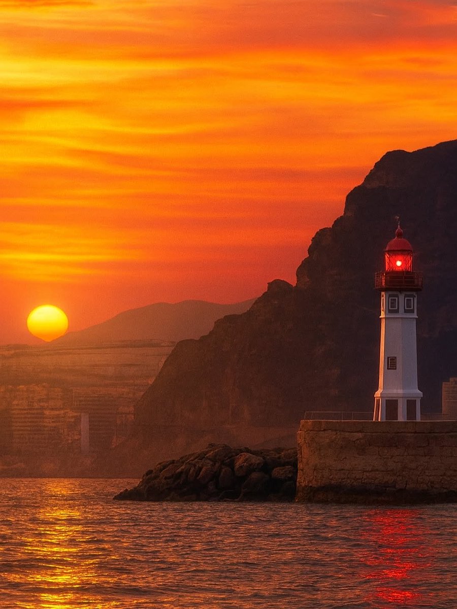 AlmerienseHarto's tweet photo. Faro al atardecer. #Almería.
(Fotografía de tamaratoader en Instagram) https://t.co/mOlTanY7Go
