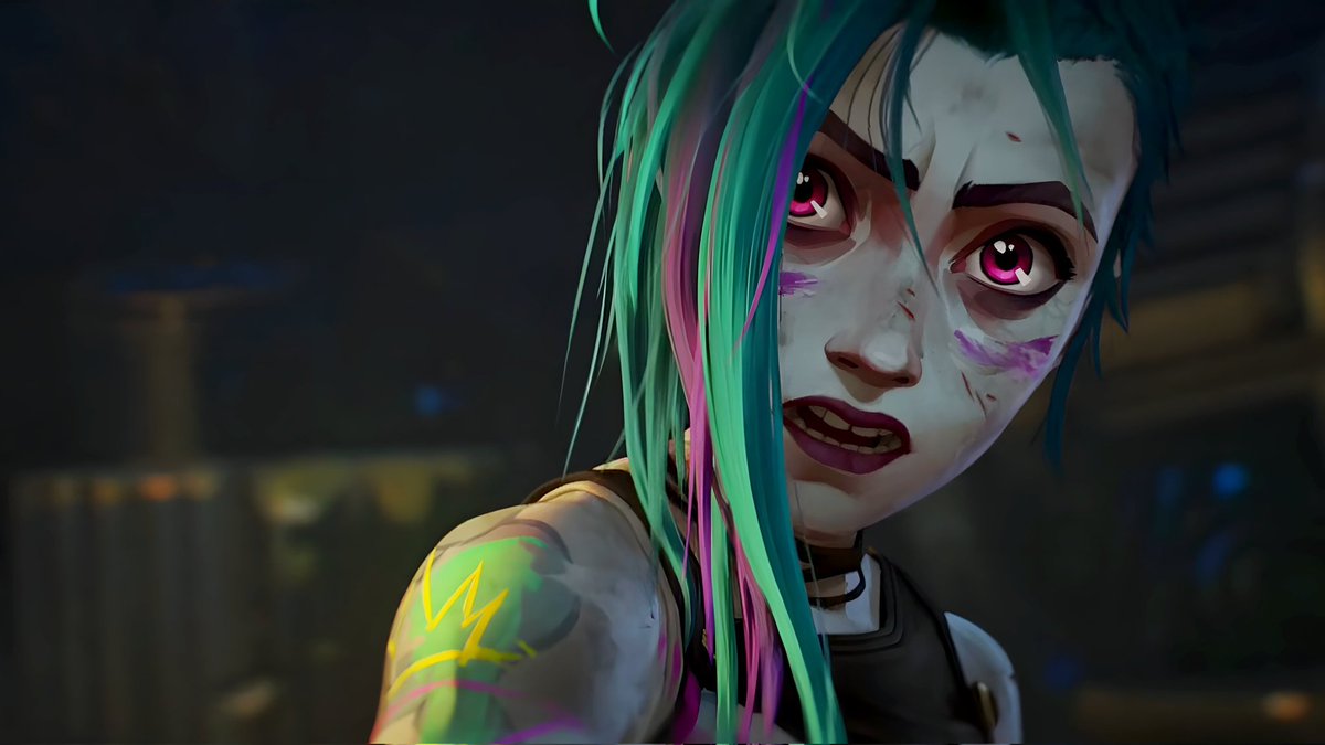 BISEXUALPOMNI's tweet photo. why stopping at arcane, league of legends, wild rift, legends of runeterra, TFT, valoran town and 2xko? let's make a jinx island, a jinx city, a jinx galaxy,  A JINX UNIVERSE EVEN https://t.co/SNlS1YcDBX
