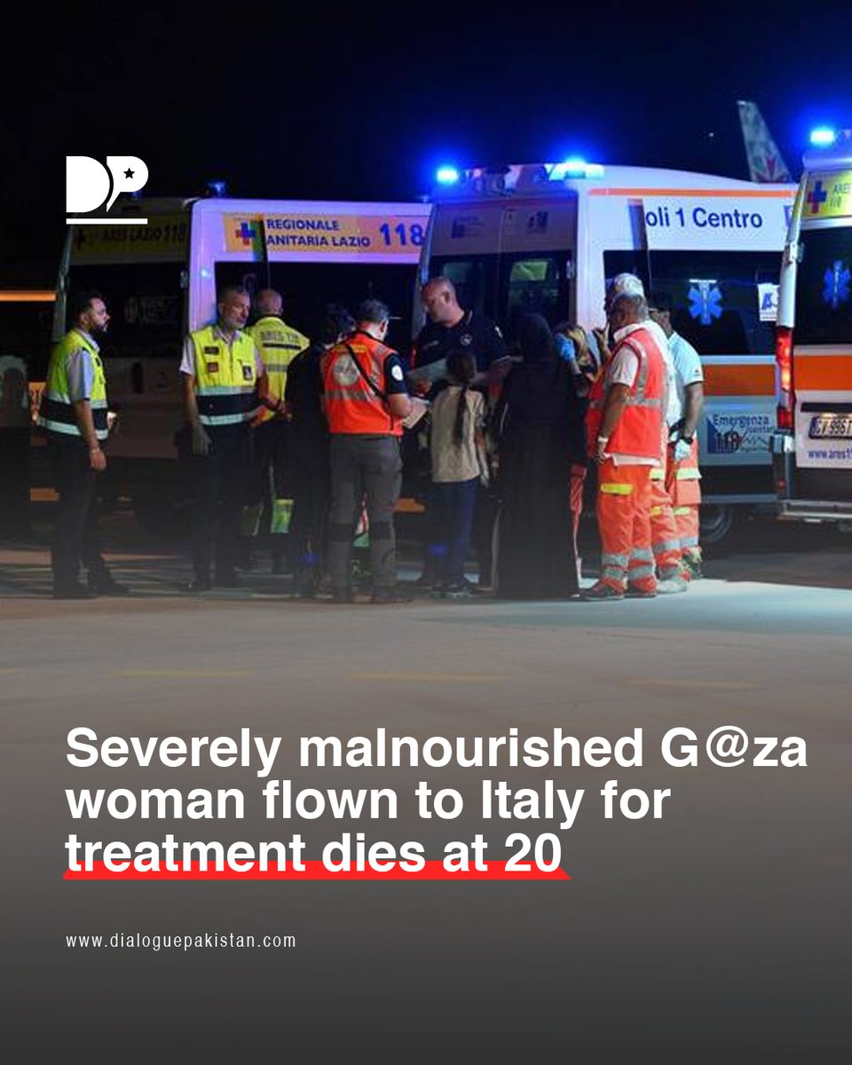 DialoguePak's tweet image. A 20-year-old P@lestinian woman flown to Italy from G@za for urgent medical treatment has d!ed, the University Hospital of Pisa said on Saturday.

tinyurl.com/w62hhpfj

#DialoguePakistan #Woman #Flown #Italy #Medical #Treatment #UniversityHospital #Pisa