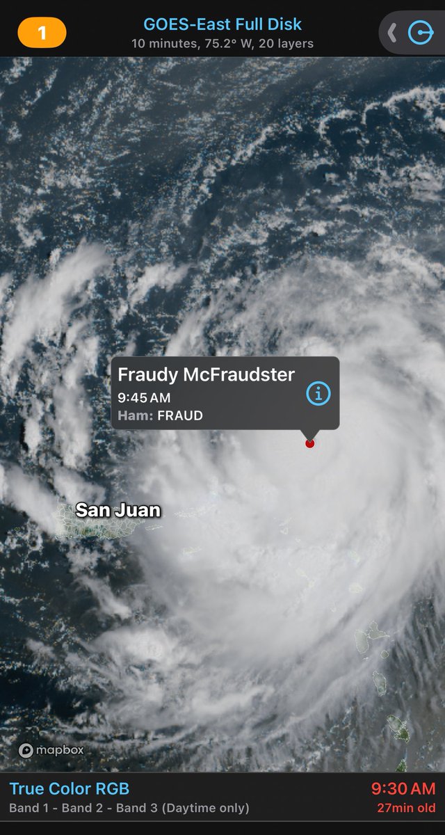 MBWeatherCentre's tweet image. Yo, wut!?? 

Looks Fraudulent to me… 🤨 

#HurricaneErin #Radarscope 

-Justin. 🤓