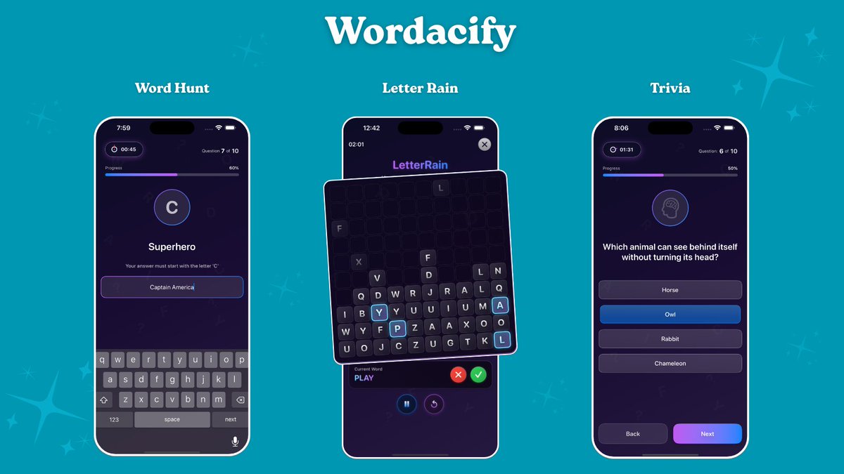 Ralphichito123's tweet photo. πππWoke up today to some exciting news:
I got accepted to the App Store Small Business Program. The timing is perfect.
Wordacify now supports 3 game modes: WordHunt, Letter Rain, and Trivia.
Try them out on the App Store:
https://t.co/Pnxq2Z8EJW
#Wordacify #iOS #shipping https://t.co/teurFuLVqx