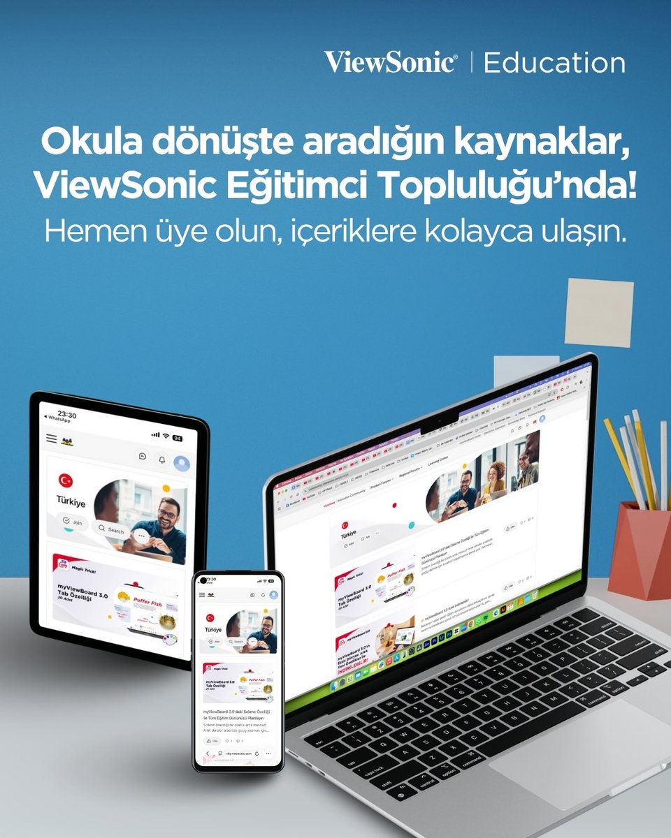 VSClassroomTR's tweet image. Okula dönüş yolculuğu başlıyor! Bu yolculukta ihityacınız olacak tüm kaynaklar, ViewSonic Eğitimci Topluluğu’nda yer alıyor. Alanında uzman kişilerle iletişimde olmak ve kaynaklara ulaşmak için ViewSonic Eğitimci Topluluğu’na üye olabilirsiniz!

#ViewSonic #ViewSonicClassroom
