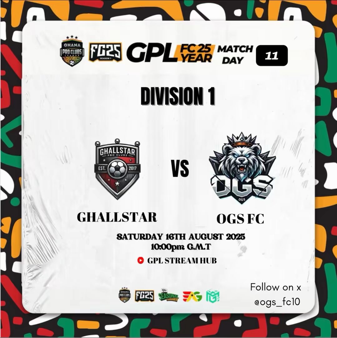 ogs_fc10's tweet image. 𝗜𝗧'𝗦 𝗠𝗔𝗧𝗖𝗛𝗗𝗔𝗬!!! 👀🏆

🏆 GPL Pro Clubs Division (1) League 
🏟  Rest In Peace 
🆚  @GHallstar 
⏰ 22:00 KO GMT 
📺 Sky Sports