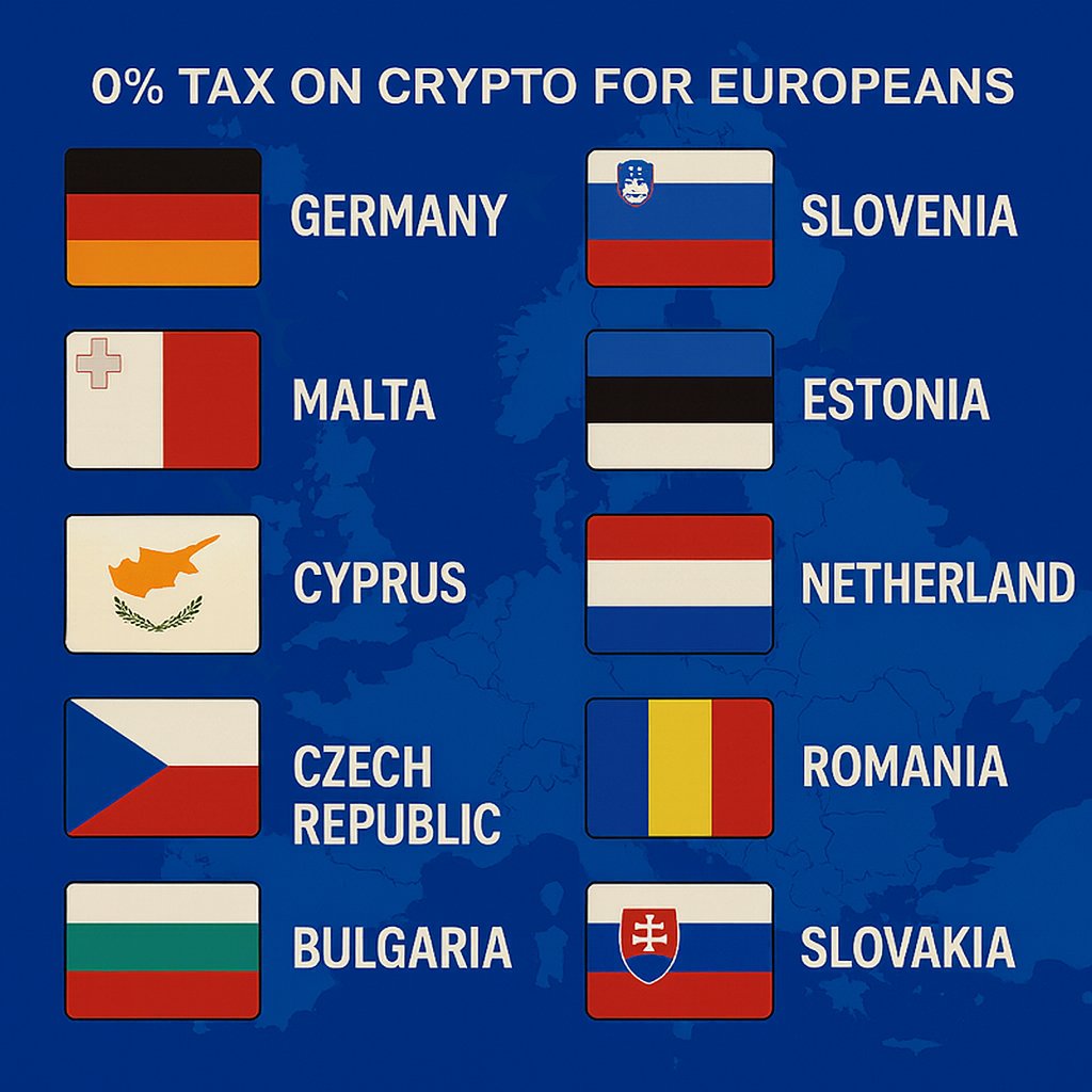 0xCryptoBard's tweet photo. EU citizens can pay 0% tax on crypto in 2025.

No loopholes. 100% legal.

Here’s the list of countries giving full tax freedom 🧵👇 https://t.co/pHzPdc0PT6