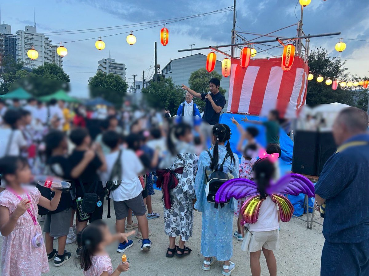 地元寝屋川、香里西之町の盆踊り。じゃんけん大会のお役目を頂きました