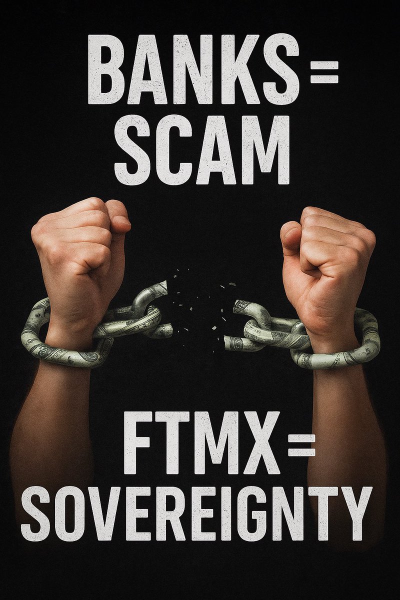 defendthebags's tweet photo. Banks were never built to make you rich.
They were built to keep you enslaved with debt, inflation, and fake money. 💸⛓️

$FTMX = Sovereignty.
This is how we break their system and build our own.

#FTMX #FuckTheMatrix #CryptoRevolution https://t.co/Gdr0gKzwdg