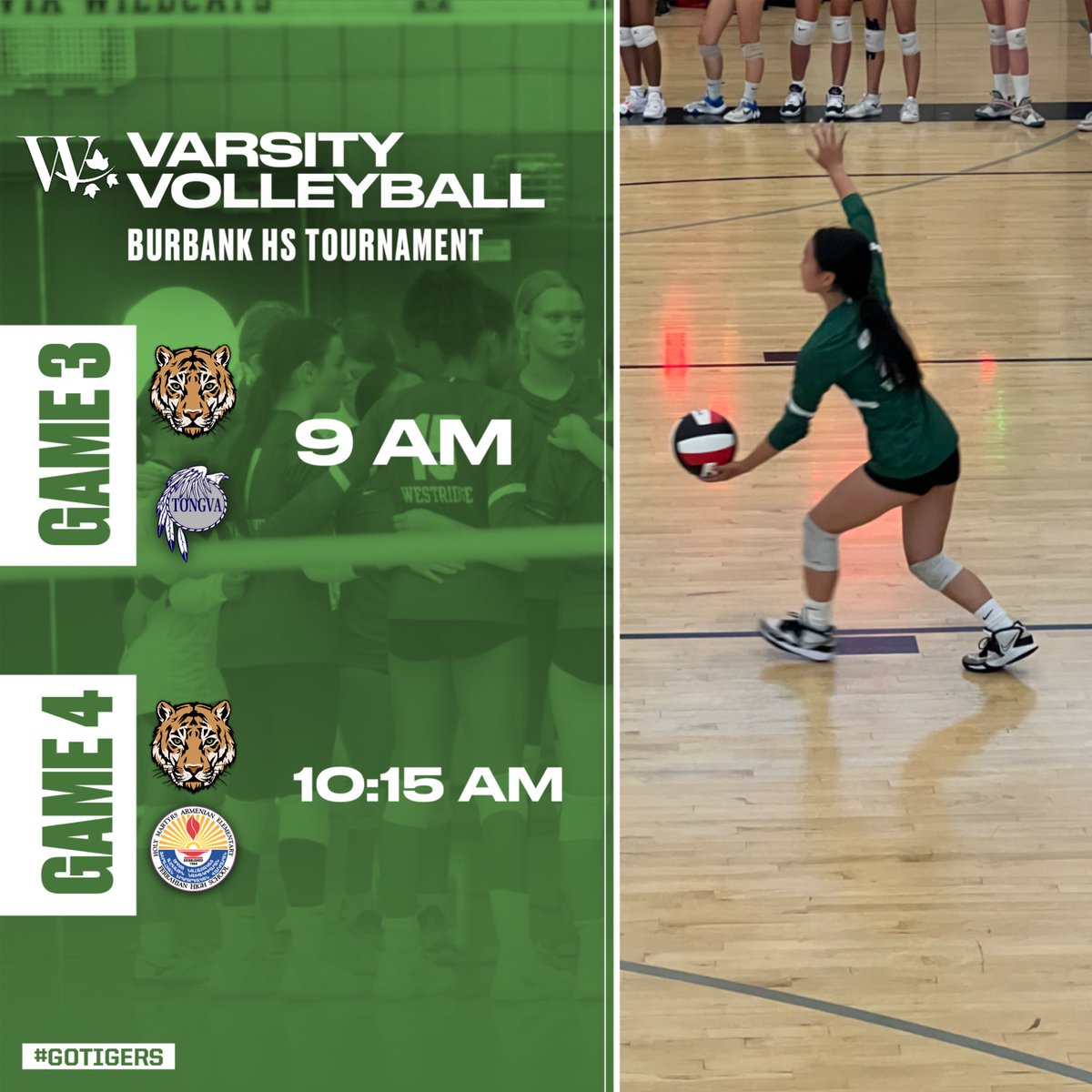 GAMEDAY 🏐

Varsity Volleyball is ready to take on day 2 of the Burbank tournament! Tigers open up with Gabrielino at 9am followed by Holy Martyrs at 10:15am. Let's go Tigers! 🐅

#WeAreWestridge | #GoTigers