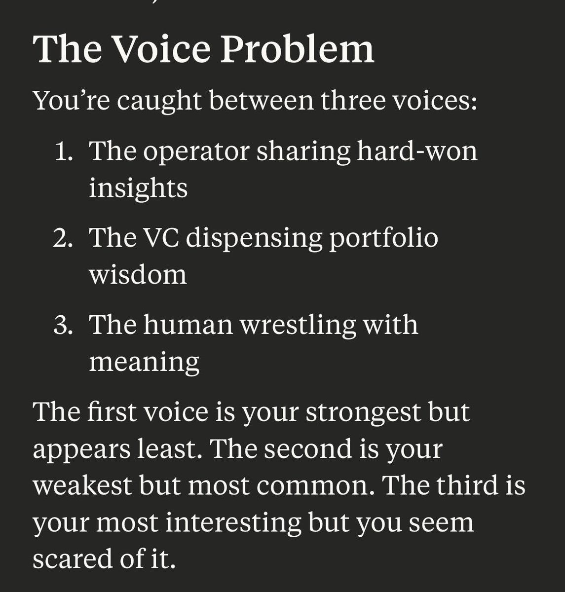 Brutal, but incredibly fair feedback from my editor, Mr. Claude 🥺

I’ll make you proud one day..