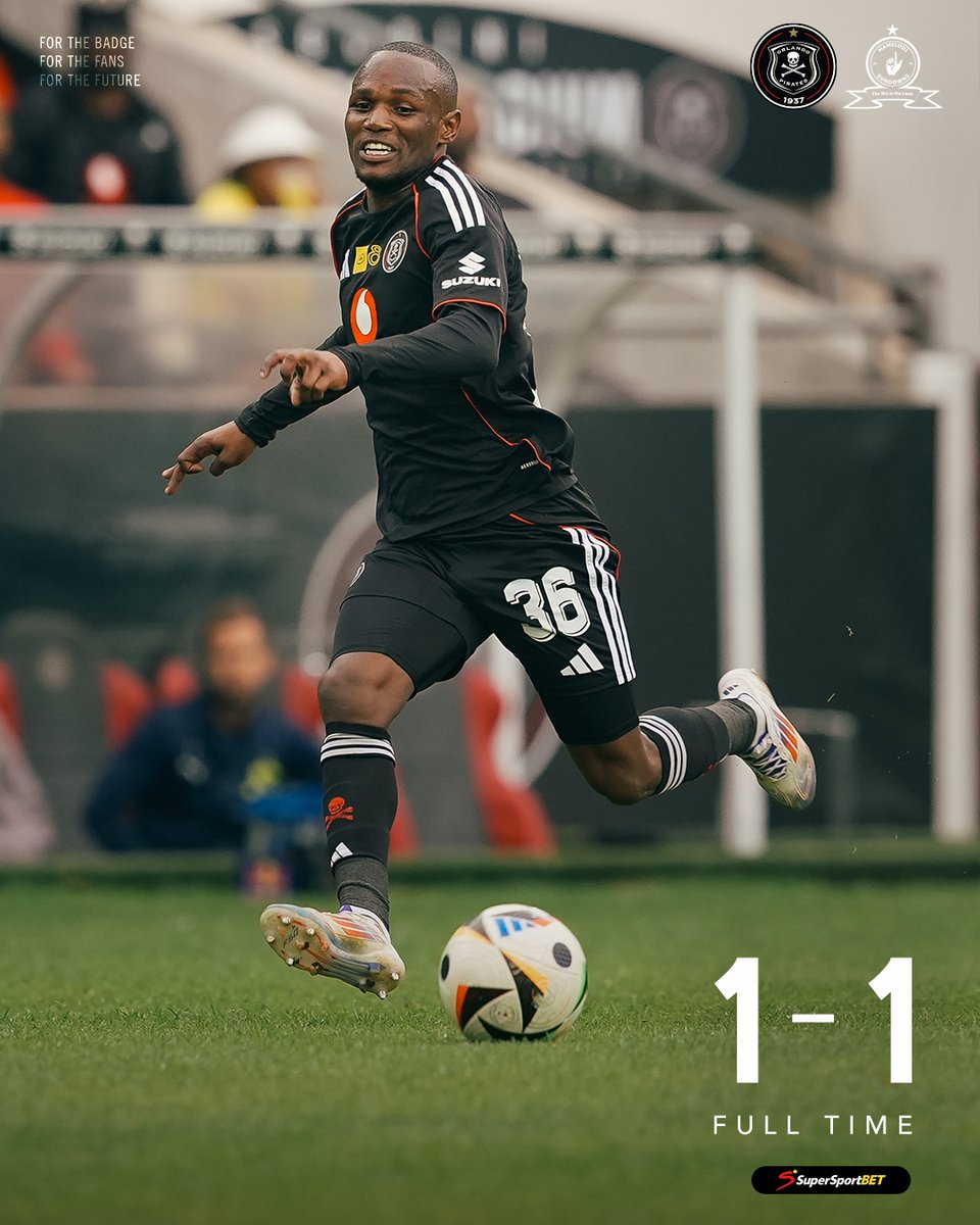 Orlando Pirates (@orlandopirates) on Twitter photo ☠️ FT |
<a href="/orlandopirates/">Orlando Pirates</a> 1 - 1 <a href="/Masandawana/">Mamelodi Sundowns FC</a>
🥅 Sebelebele 87'
⚫⚪🔴⭐
#MatchDay
#MTN8
#OrlandoPirates
#OnceAlways ☠️ FT |
<a href="/orlandopirates/">Orlando Pirates</a> 1 - 1 <a href="/Masandawana/">Mamelodi Sundowns FC</a>
🥅 Sebelebele 87'
⚫⚪🔴⭐
#MatchDay
#MTN8
#OrlandoPirates
#OnceAlways