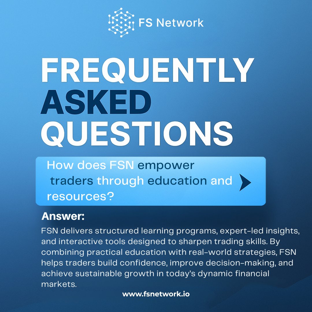 fsnetworkio's tweet image. 🧠 How does FSN empower traders? 📚
Through expert insights, learning programs &amp;amp; tools that build skills, confidence &amp;amp; long-term growth. 🚀📊
#FSNetwork #TraderEducation #SmartTrading #TradingSuccess