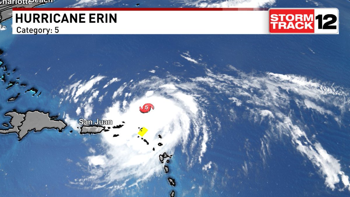 Here's the latest stats on Erin that we are tracking in the tropics. Stay updated by clicking on wcti12.com/weather/maps and looking in the HURRICANE SEASON 2025 section. #ecarwx