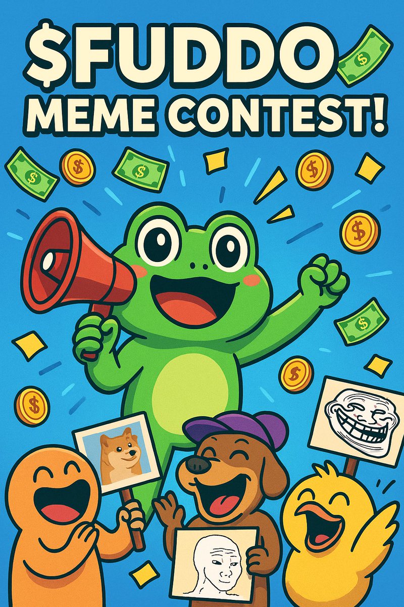 FUDDO (@fuddocoin) on Twitter photo ๐จ $FUDDO Meme Contest ๐จ
1๏ธโฃ Create your funniest $FUDDO meme ๐ธ
2๏ธโฃ Post it here on X with hashtags #FUDDO #MemeCoin #Crypto
3๏ธโฃ Tag @FUDDO in your post
4๏ธโฃ You must be in our TG to claim prize:
โก๏ธ t.me/FUDDOCommunity
โจ Bonus points: Tag 2 friends who donโt already follow ๐จ $FUDDO Meme Contest ๐จ
1๏ธโฃ Create your funniest $FUDDO meme ๐ธ
2๏ธโฃ Post it here on X with hashtags #FUDDO #MemeCoin #Crypto
3๏ธโฃ Tag @FUDDO in your post
4๏ธโฃ You must be in our TG to claim prize:
โก๏ธ t.me/FUDDOCommunity
โจ Bonus points: Tag 2 friends who donโt already follow