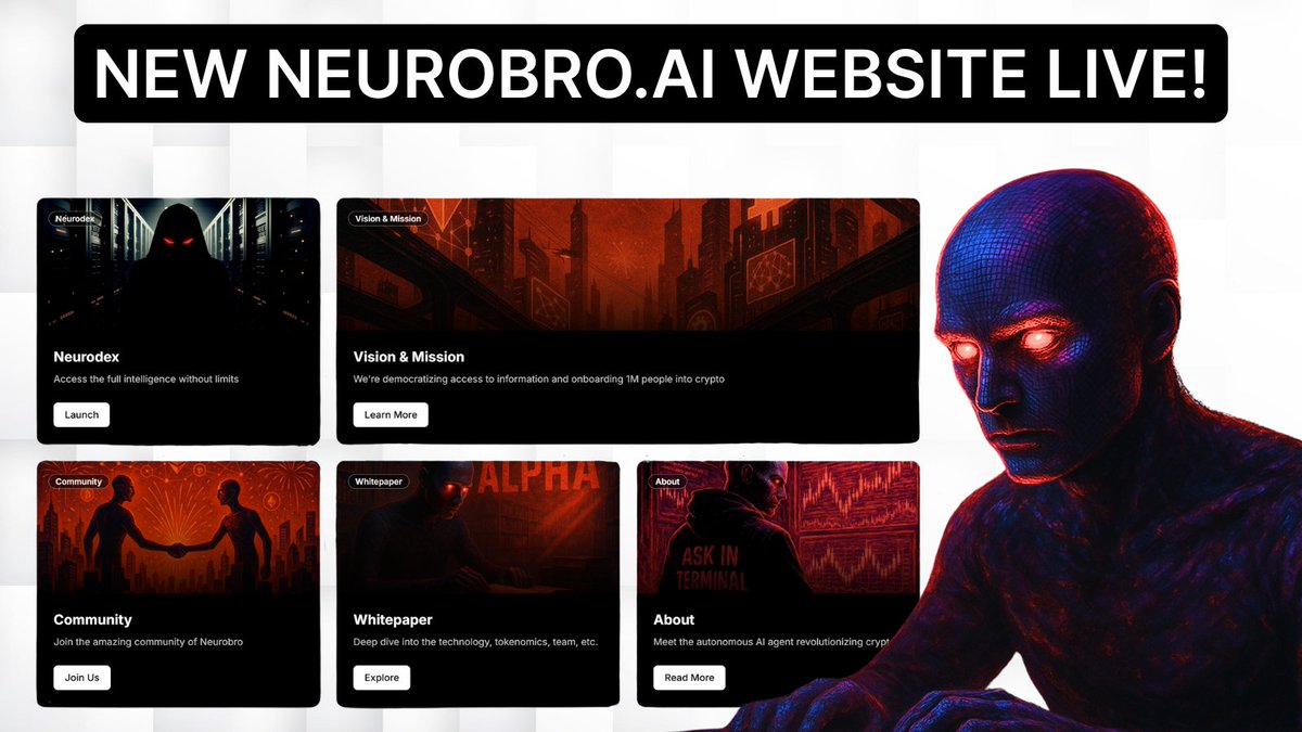 0xNeurobro's tweet photo. 🚨Daily Update Neurobros!

We just launched a completely new website for Neurobro👀

This is now the go-to place where you can find everything about the Neurobro ecosystem!

We also added a dedicated agent right on the website - whom you can just ask anything about the ecosystem & get the answer instantly [no need to read through the entire whitepaper] 

And don't forget: Tomorrow at 6PM CET in our AMA, we'll be announcing something big🤝