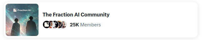 FractionAI_xyz's tweet photo. Our incredible community is now 25K strong 🔥

Let’s make some noise! https://t.co/cd7tifTGip