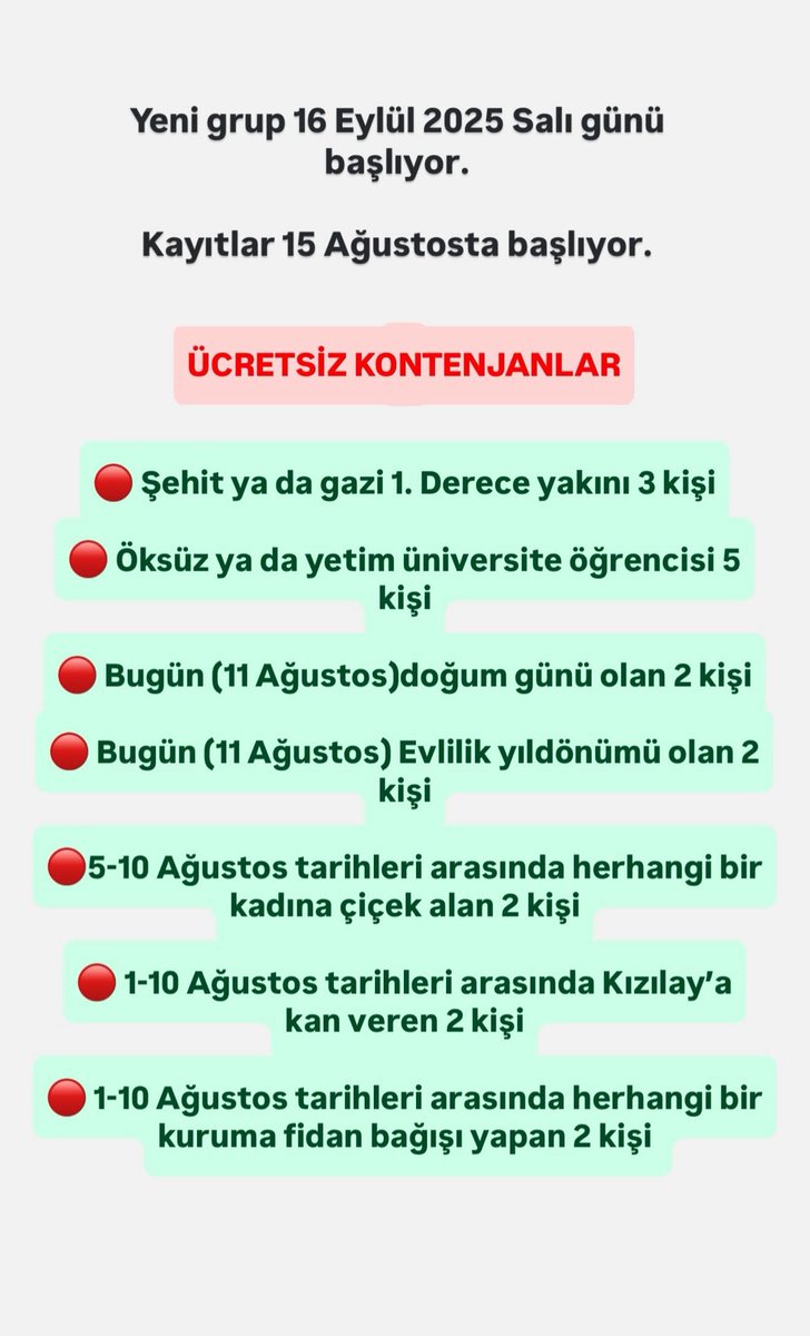 Yeni grup başlıyor.