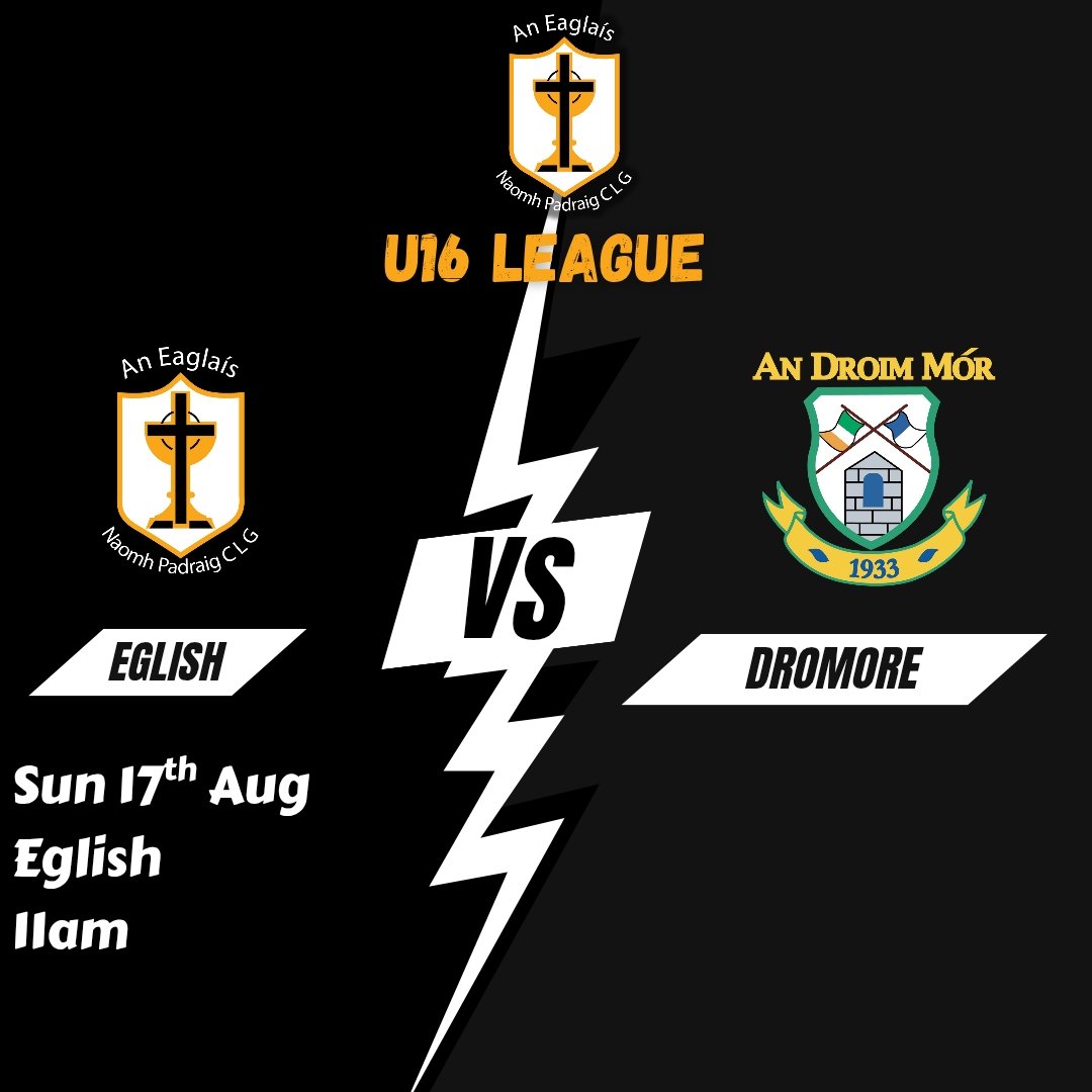 U16s play Dromore tomorrow morning. All support appreciated.